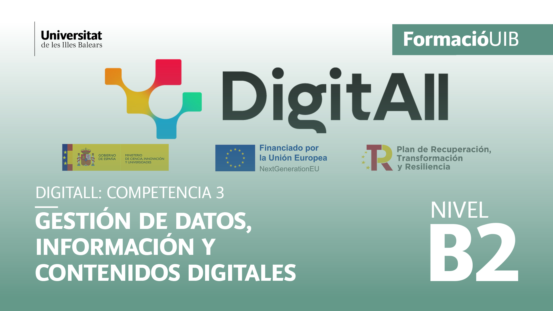(Nivel B2) Introducción a la gestión de datos, información y contenidos digitales